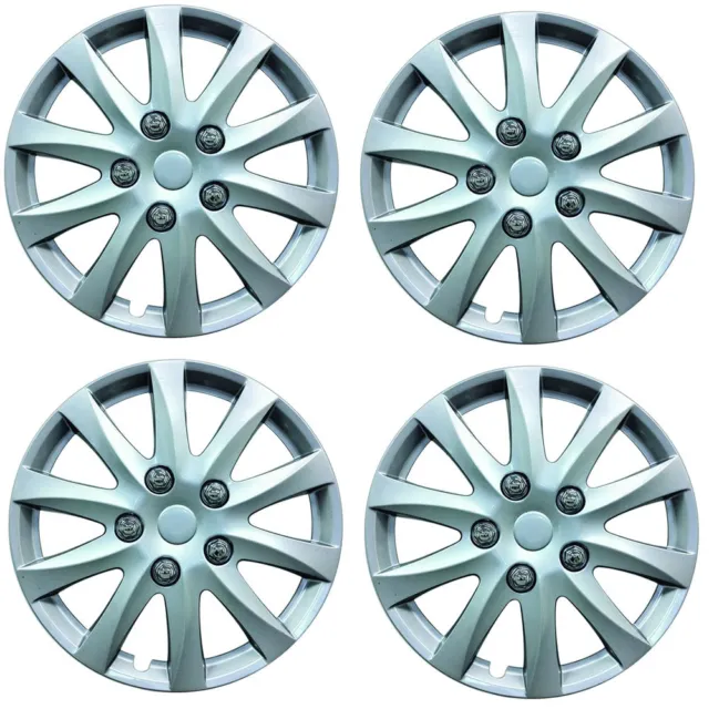 Phoenix 15" Car Wheel Trims Hub Caps Plastic Covers Silver Universal (4Pcs)