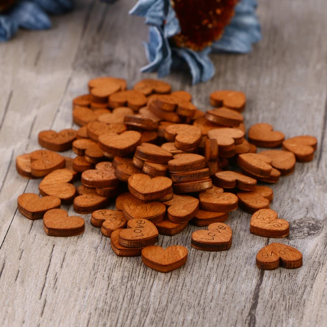 100 piezas Álbum de colección rústico de amor de madera decoración de bodas discos de madera
