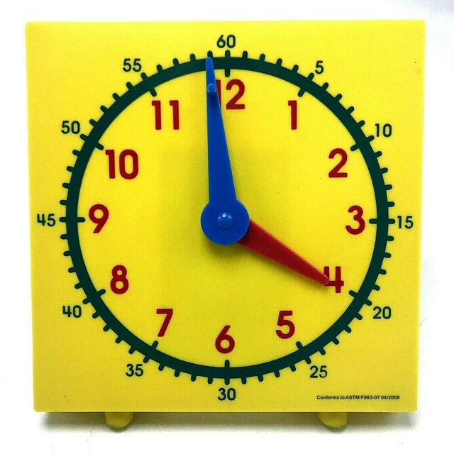 YELLOW STUDENT CLOCK Teaching Learning Tool Aid Homeschool Home School