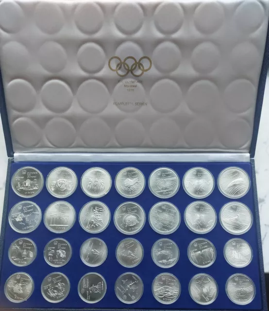 XXI. Olympiade Montreal 1976 Komplett Satz Silbermünzen 925er In Etui, Sehr Gut