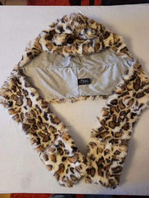 Next Girls Hat Scarf Gloves Animal Print Age 11-13 Years , Leopord Print, Fluffy