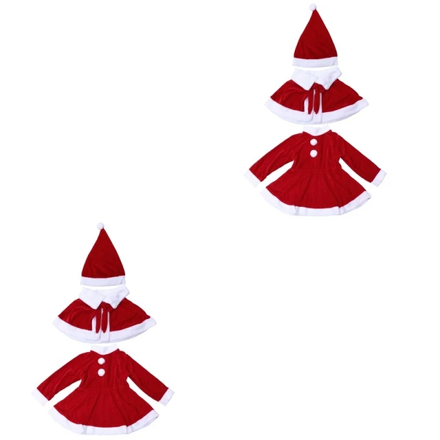2x Girl Mrs. Claus Costume Santa Outfits for Girls