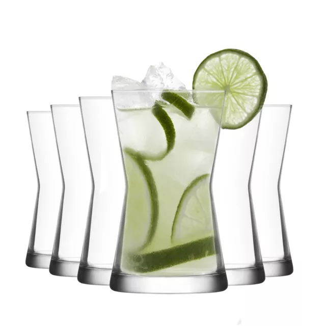 LAV 6x Derin Highball Glasses Water Juice Cocktail Tumblers 350ml Clear