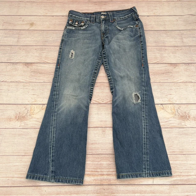 True Religion Joey Men's Jeans 29x33 Twisted Flare USA Distressed