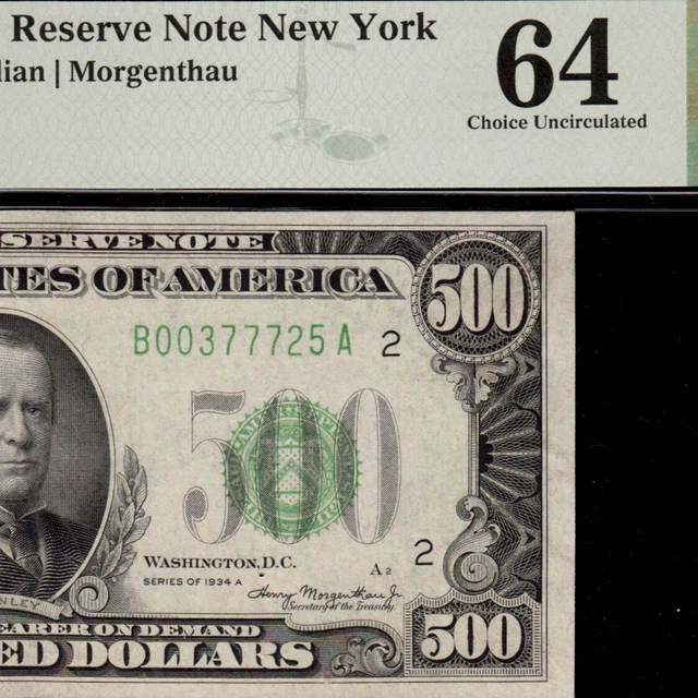 Stunning Pmg Uncirculated 64! Choice New 1934A Five Hundred Dollar Bill 77725A