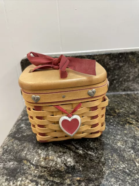 Longaberger Small Sweetest Gift Sweetheart Basket With Lid, Liner &Protector