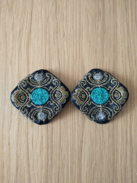 JOHN LEWIS NERO con CLIP/FIBBIE PER SCARPE FATTE A MANO VERDE E FILO ORO
