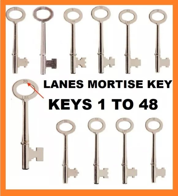 LANE 3000 Mortise Lock Key 1 to 48 PRE CUT Mortise house key