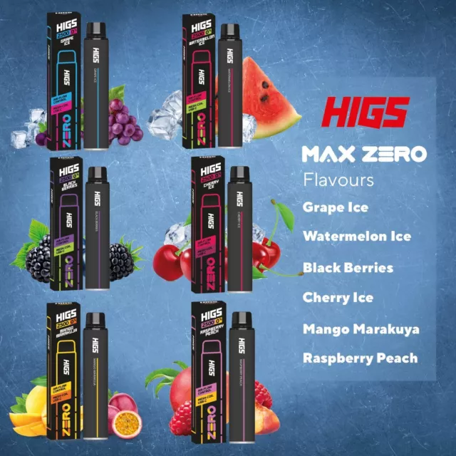 HIGS | Zero Max, 2500 puffs, dispositivo Vapeo, desechable vaper sin nicotina