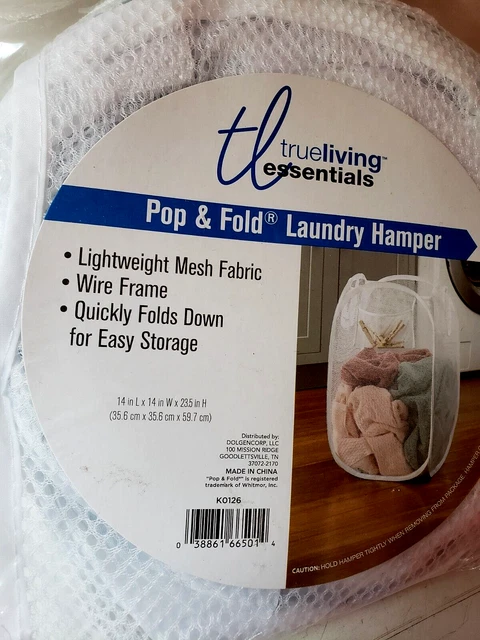 Mesh Pop up Laundry Hamper, White Wire frame Easy Storage NEW FREE SHIPPING