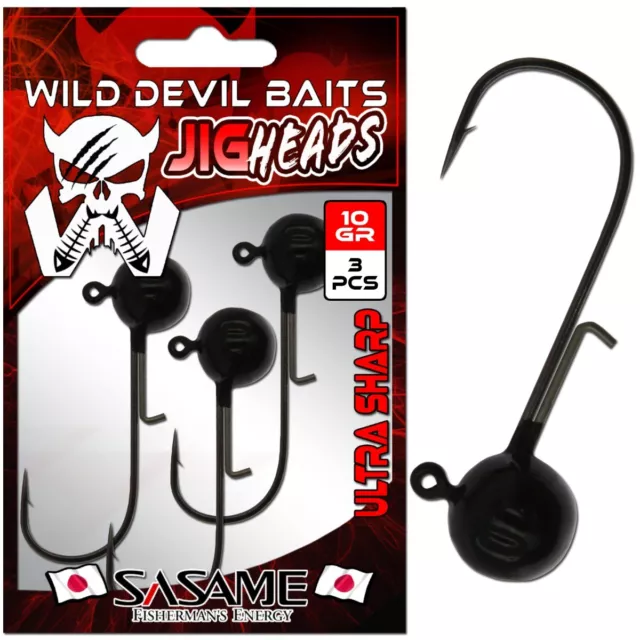 Wild Devil Baits Pro Japan Jig Head Black Jigkopf Baitholder Jighaken Bleikopf