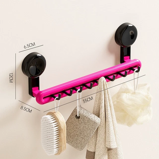 Porte-serviettes à Ventouse Rétractable - Acier Inoxydable - Pour Salle De Bain, Douche, Piscine - Sans Perçage - 11