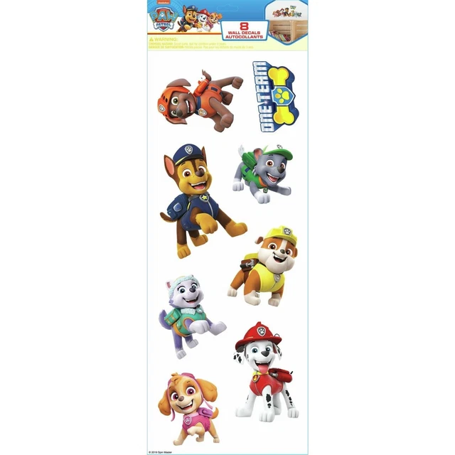 PAW PATROL WALL stickers 8 decals Ryder Chase Marshall Rubble Rocky