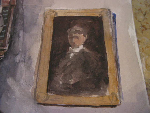 Vtg Antique Début 20th Siècle E Un Trego Aquarelle Peinture De Femme Dessin 3