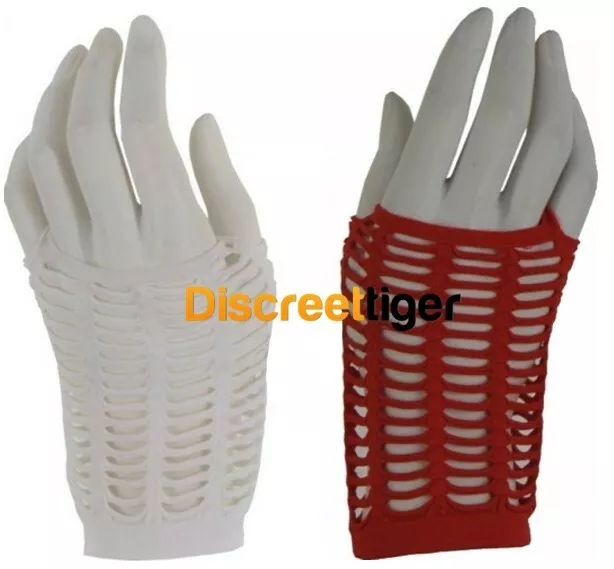 Fun Gloves Fingerless Wide Fishnet Style Wrist Dancewear Punk Rock OSFM