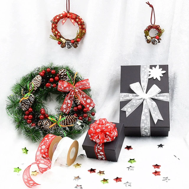2 Rollen von 20m Weihnachten Ribbon Festliche Party Dekor Geschenk 8
