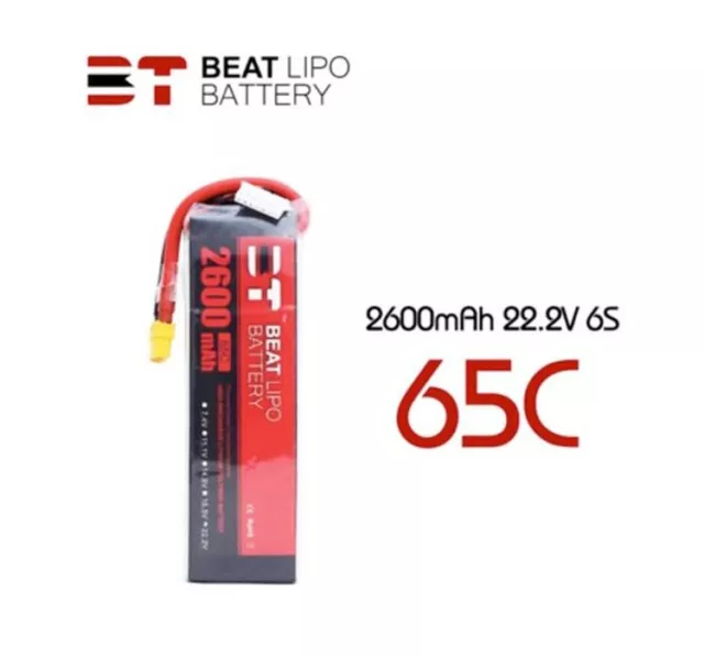 BT 2600mah 6S 22.2V 65C Lipo Battery XT60 For ALZRC R42 Trex 500 RC helicopter