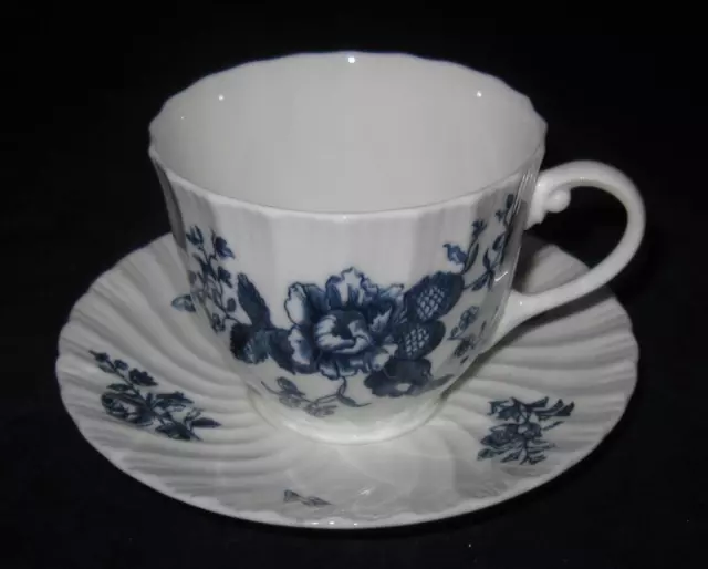 Royal Worcester BLUE SPRAYS, Swirl Rim, Cup & Saucer Set