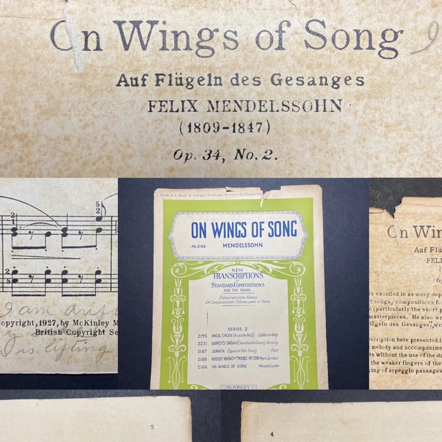PARTITURAS ON WINGS OF SONG 1927 FELIX MENDELSSOHN McKinley Music HENRY ...