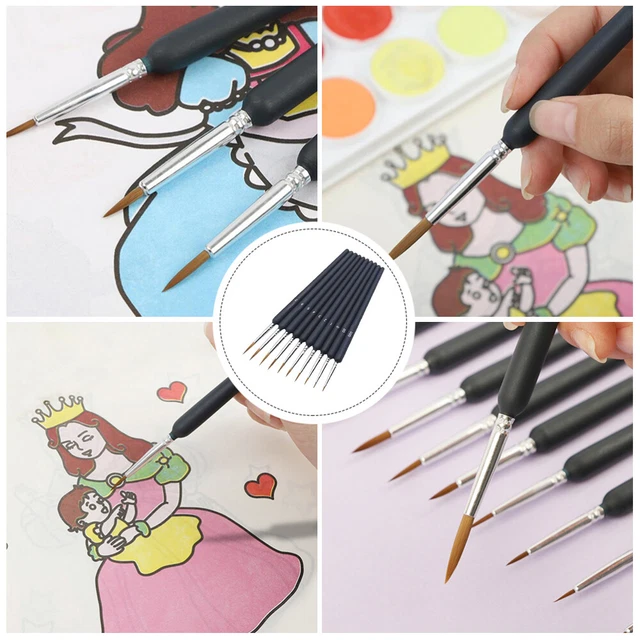 10pcs Kinder Malerei Kits Detaillierung Pinsel Set Feine Spitze Zeichnung Stifte 10