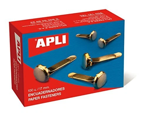 Apli 12284 - Boîte de 100 attaches parisiennes dorées - 17 mm