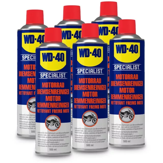 WD-40 SPECIALIST 6x 500 ml MOTORRAD BREMSENREINIGER MOTORBIKE TEILEREINIGER 2