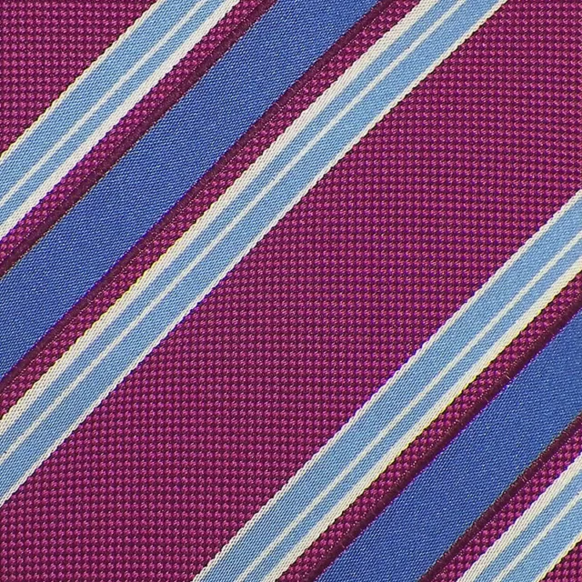 DAVID DONAHUE Mens Berry Blue STRIPED Self-tipped Handmade Woven Silk Tie NWT