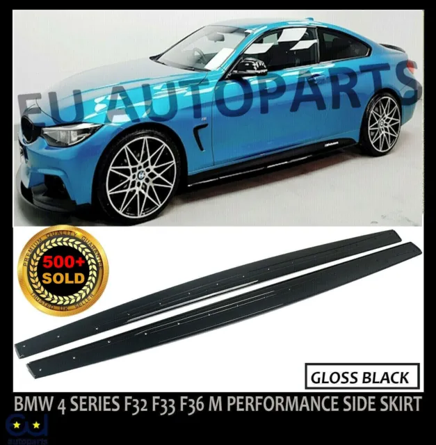 For Bmw 4 Series F32 F33 F36 M Performance Side Skirt Extension Blades Gloss Blk