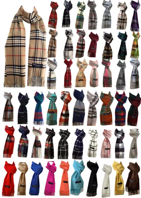 Winter Womens Mens 100% Cashmere Wool Wrap Scarf Scotland Made Plaid Scarves