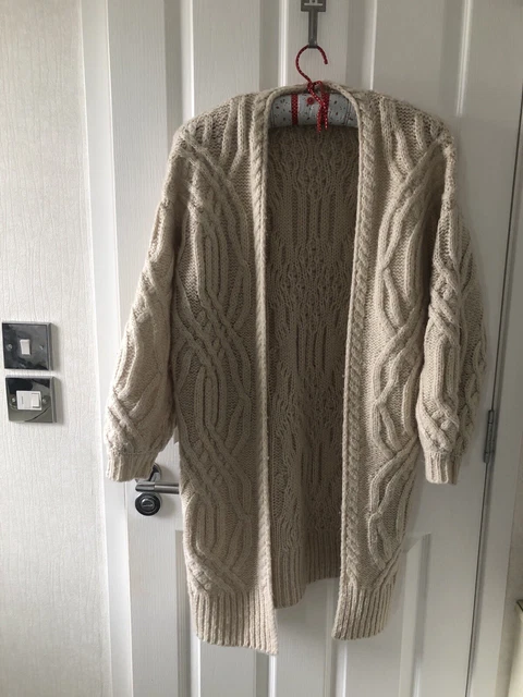 FALMER HERITAGE CROCHET Cardigan Size Medium Beige Neutral Hooded Open Waterfall 14.99 PicClick UK