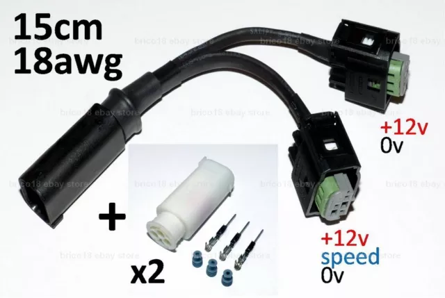 BMW Y DC Splitter Plug Cable 15cm/18awg + 2 plug - R1200 R1250 GS RS RT S1000 XR
