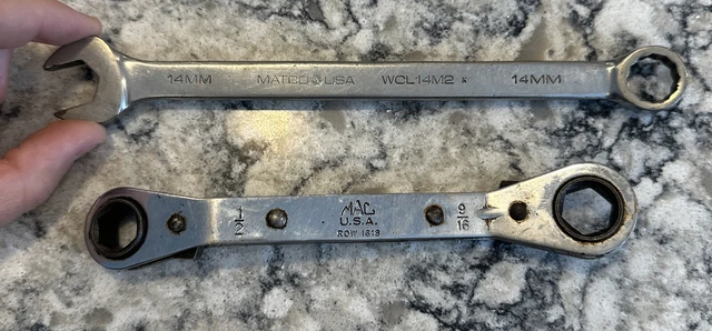 MATCO TOOLS 14 mm Metric 12-Point Combination Wrench WCL14M2 & Mac 1618 Ratchet