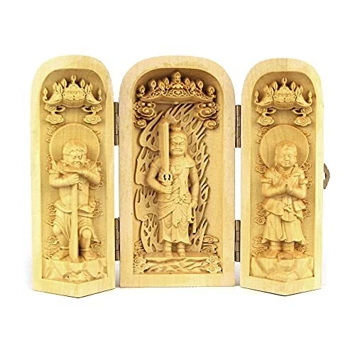 Kurita Wood Carving Buddha Brand Three Buddhas Cylindrical Immovable Height 10Cm