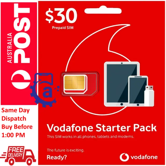 Vodafone Pre-Paid Starter Pack $30 Free Same Day Shipping