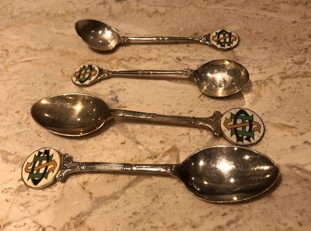 Antico cucchiaio argento inglese smaltato