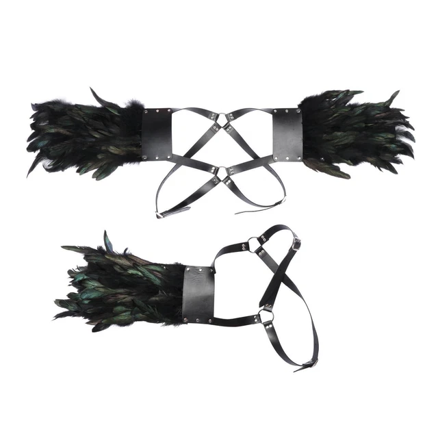 Imbracatura di piume gotiche Armature per spalle in pelle PU per uomo
