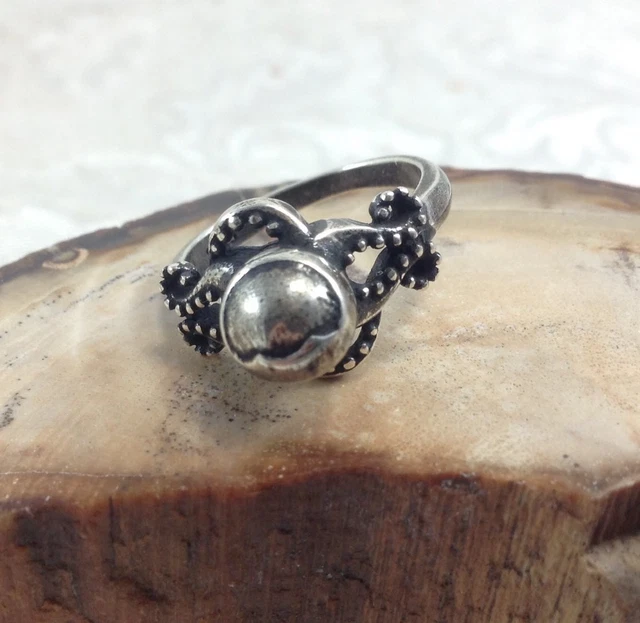 Solid Sterling Silver Octopus Tentacle Steampunk Ring Size 5 6 7 Nautical Sci Fi