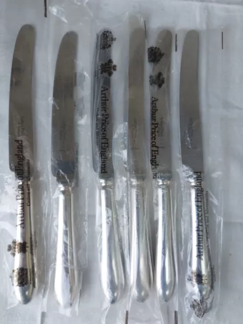 Arthur Price Old English Pattern Set 6 Dinner Knives Silver Plated