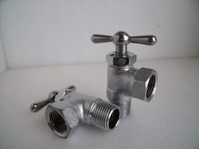 NEW! (2)  A Pair of Laundry Supply  Valves Hot or Cold  1/2" MIP x FIP  X 3/4"