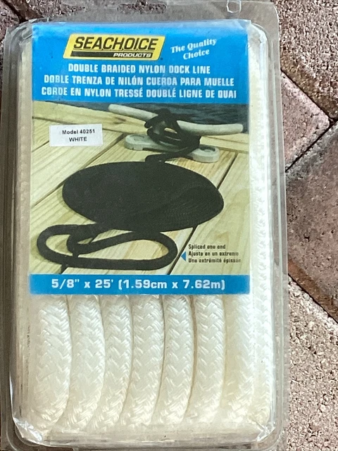 Seachoice 5/8 In. x 25 Ft. White Double Braid Nylon Dock Line 40251 Seachoice