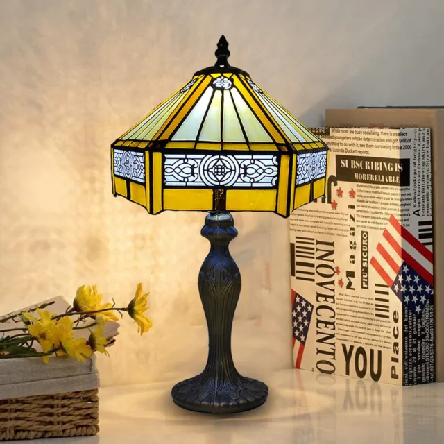 Yellow Tiffany Style Lamps 10" Stained Glass Shade Handcrafted Art E27 Light UK