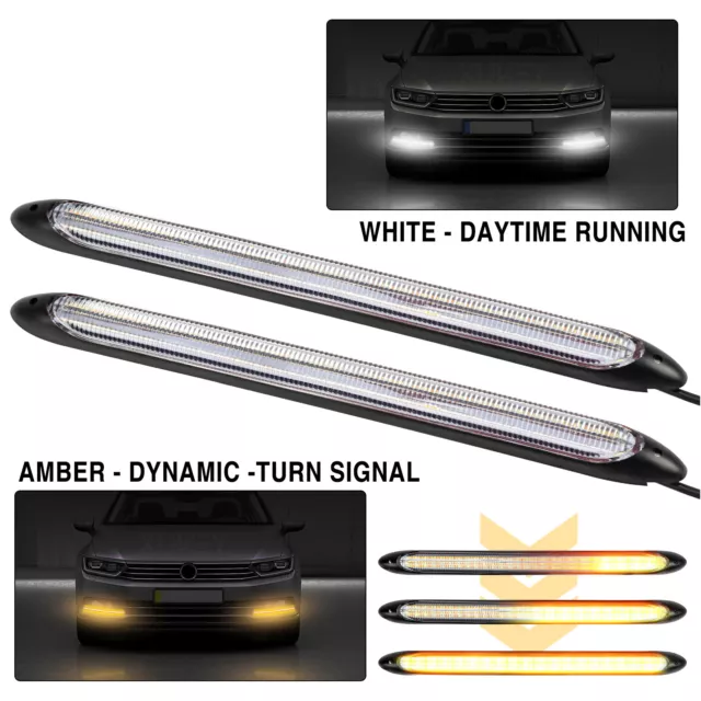 Sequential LED Strip Turn Signal Indicator Car DRL Daytime Running Light Pair