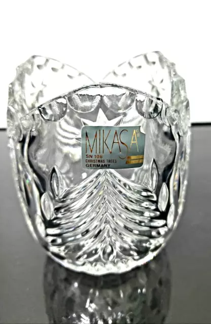 Mikasa Crystal Christmas Tree Tea Light Votive Candle Holder Holiday Star Heavy