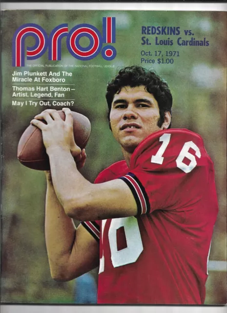 October 17, 1971 Redskins vs Cardinals Pro! Football Program---Jim Plunkett  EX