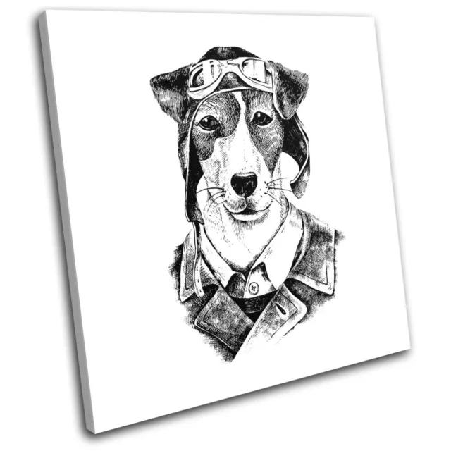 Hipster Urban Dog Jack Russell Vintage SINGLE TOILE murale ART Photo Print