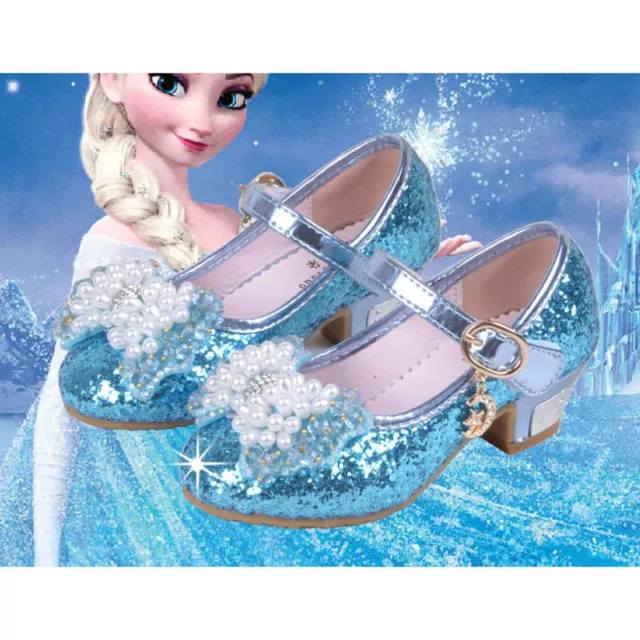 Sandali estivi Regno Unito bambine surgelati Elsa cosplay principessa scarpe perla festa
