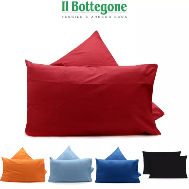 2 FEDERE CUSCINI letto guanciale con bottoni 100% cotone 52x82cm