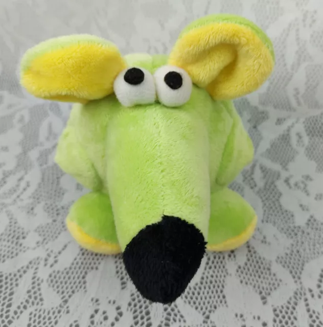 Topco Mouse Green Yellow 5" Plush Dog Toy Pet Squeak Squeaky Stuffed Animal