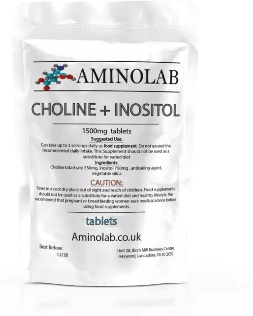 AMINOLAB Choline & Inositol 1500 mg tablets Supplement for Brain Health Mood