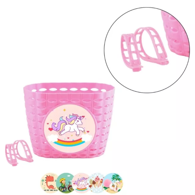 Plastic Bicycles Basket for Boy Girl Bike Wicker Basket with Fastens Strap